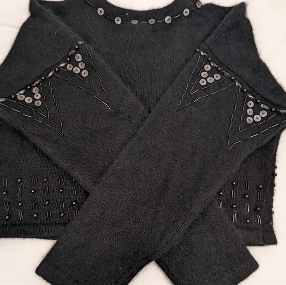 Micheal Seroy Beaded Angora Rabbit and Lambswool Cropped Cardigan Medium - Picture 5 of 10